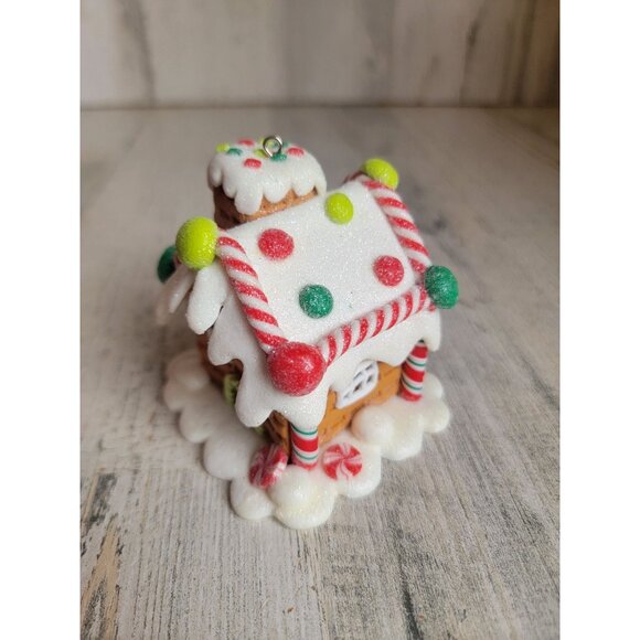 Glitter frosted gingerbread ornament Xmas cookie - Picture 2 of 6